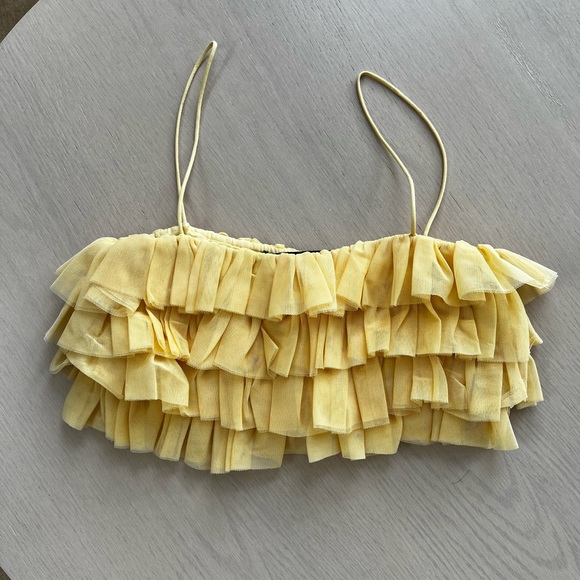 Zara Tops Yellow Zara Ruffled Top Poshmark